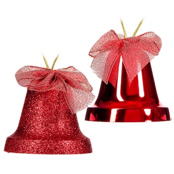Set 4 globulete, Zola®, pentru bradut, rosii, model clopotei, 6 cm Set 4 globulete, Zola®, pentru bradut, rosii, model clopotei, 6 cm