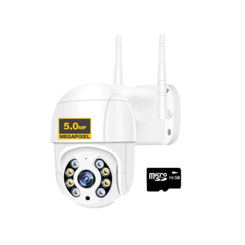 Camera de supraveghere WIFI 50HS Pro+, 5MP, exterior/interior, Ultra HD 4K, 4X zoom, rotire, leduri lumina, comunicare bidirectionala, stocare card/cloud, senzor miscare,card 16GB Alb, teleMAG Camera de supraveghere WIFI 50HS Pro+, 5MP, exterior/interior, Ultra HD 4K, 4X zoom, rotire, leduri lumina, comunicare bidirectionala, stocare card/cloud, senzor miscare,card 16GB Alb, teleMAG