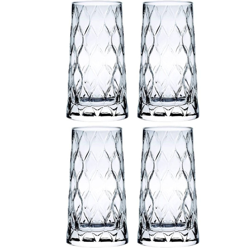 Set 4 pahare Long Drink Pasabahce Leafy, 345 ml