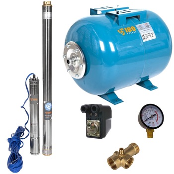 Kit hidrofor 24L cu pompa submersibila IBO Dambat 3SDM33, 1.1 kW, debit 70l/min, H refulare 117m, cablu 20m, rezistenta la nisip Kit hidrofor 24L cu pompa submersibila IBO Dambat 3SDM33, 1.1 kW, debit 70l/min, H refulare 117m, cablu 20m, rezistenta la nisip