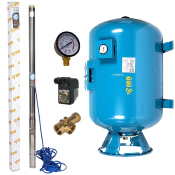 Kit hidrofor 100L vertical/orizontal cu pompa submersibila IBO Dambat 3SDM24, 0.75KW, debit 70l/min, H refulare 80m, racord 1 toli, rezistenta la nisip Kit hidrofor 100L vertical/orizontal cu pompa submersibila IBO Dambat 3SDM24, 0.75KW, debit 70l/min, H refulare 80m, racord 1 toli, rezistenta la nisip