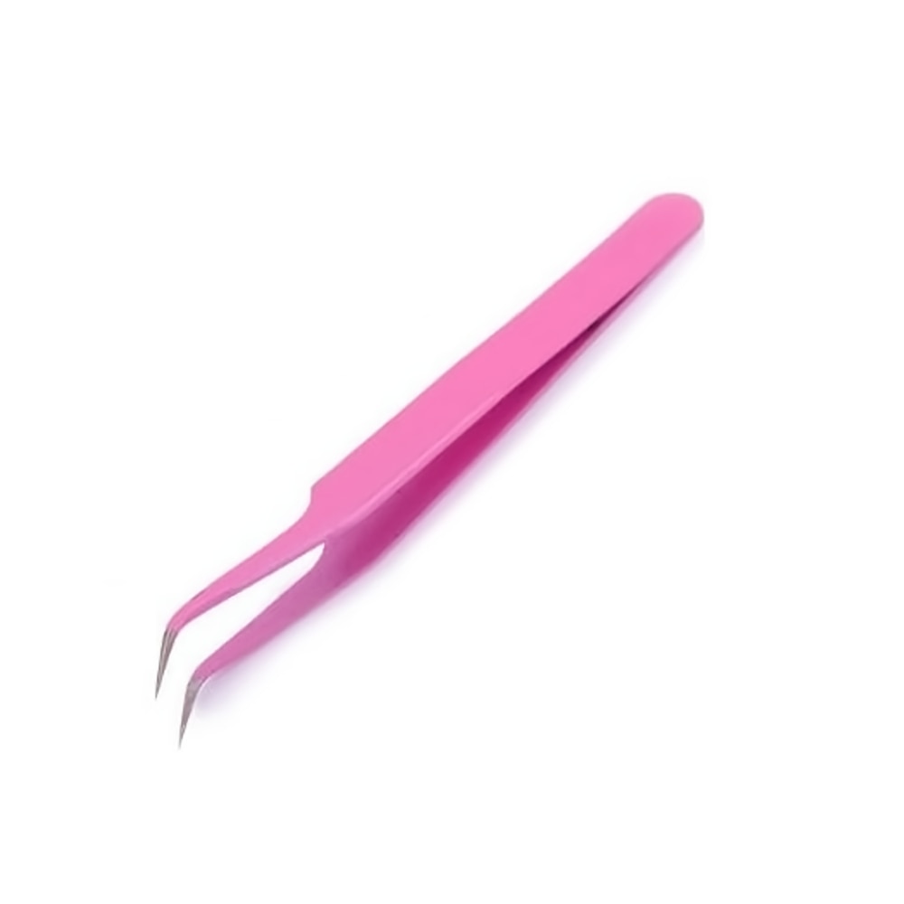 Penseta Curbata pentru Gene, Inox, Roz