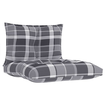 Set perne canapea din paleti, 2 buc, gri model carouri, textil 314617 Set perne canapea din paleti, 2 buc, gri model carouri, textil 314617