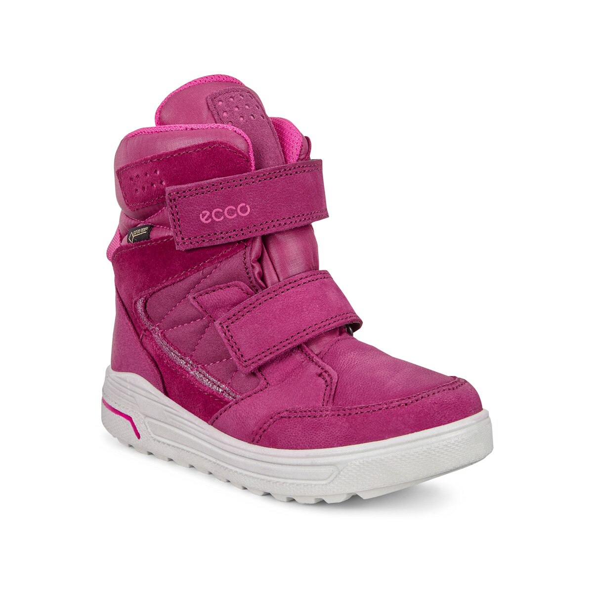 Ghete copii Ecco Urban Snow, piele intoarsa, textil, velcro, roz