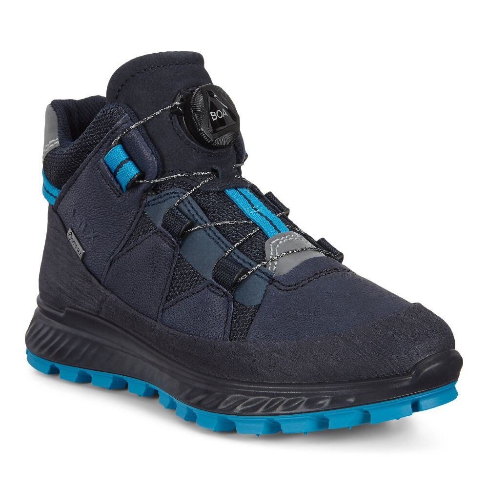 Ghete copii Ecco Exostrike Goretex, piele naturala, textil, siret, multicolor