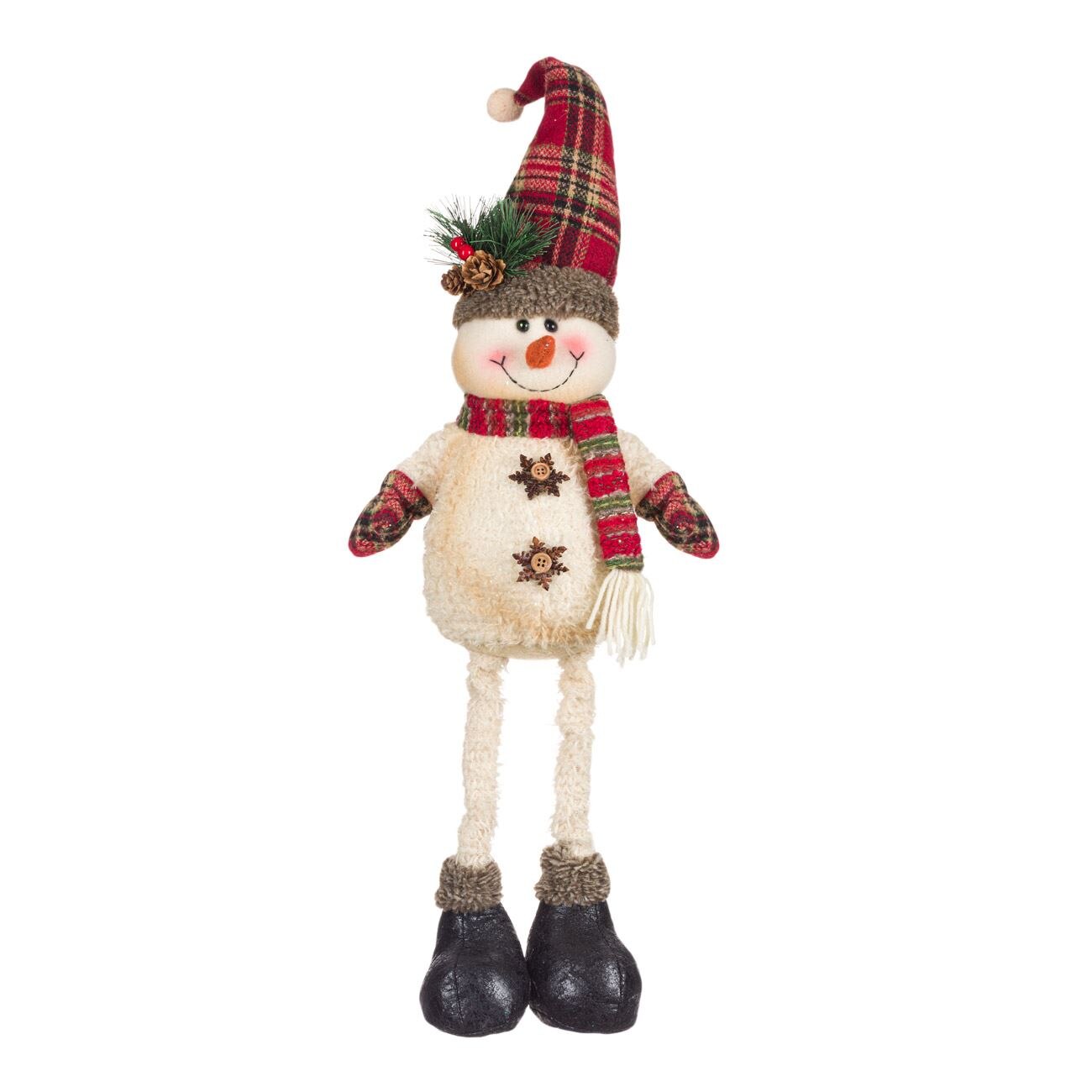 Figurina decorativa, Zola®, model Om de zapada, cu fes rosu in carouri si pantofi negri, 60 cm
