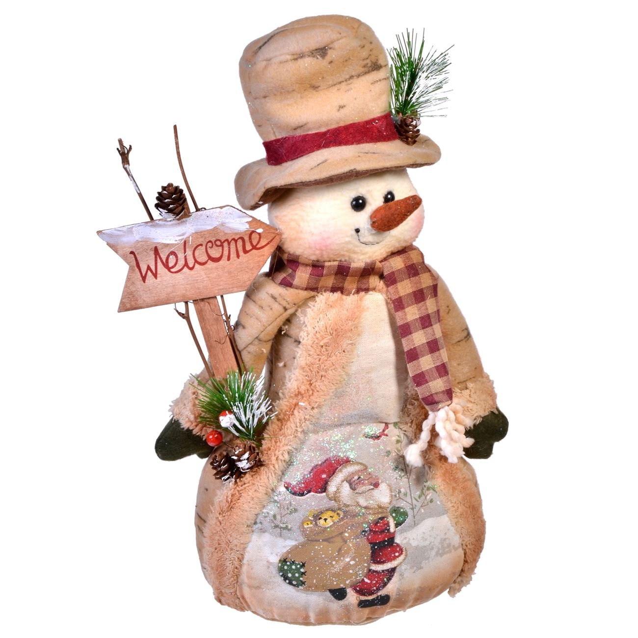 Figurina de Craciun, New Line, Model Om de Zapada cu Mesaj, 14 cm, Multicolor