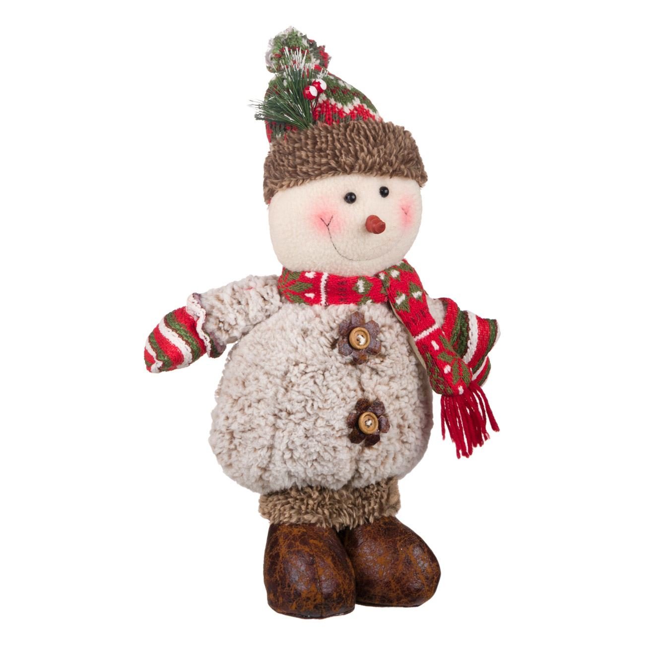 Figurina de Craciun, New Line, Model Om de Zapada cu Caciula si Fular, 43 cm, Multicolor