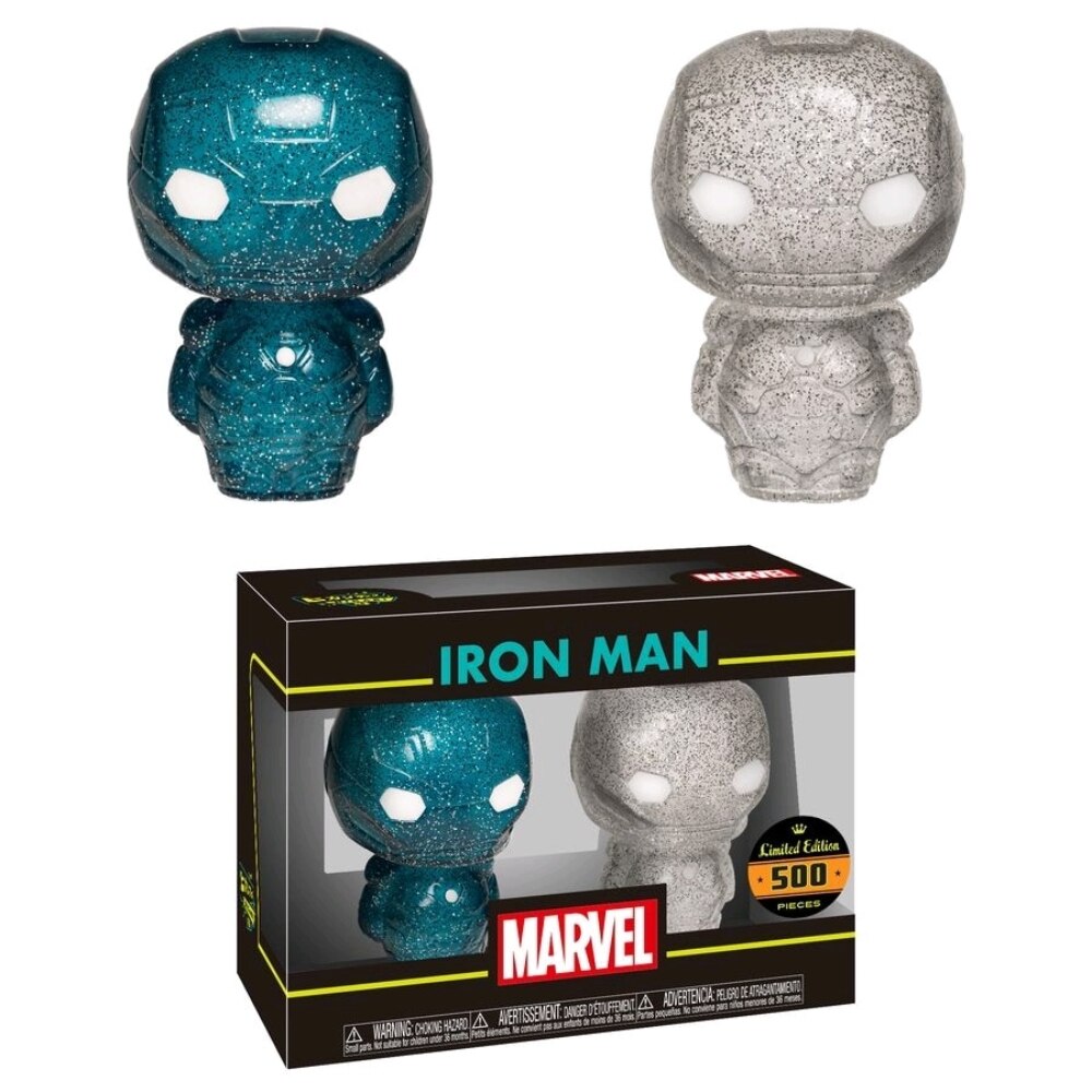 Set 2 figurine Iron Man, FunKo, Hikari, 10 cm, Argintiu/Albastru