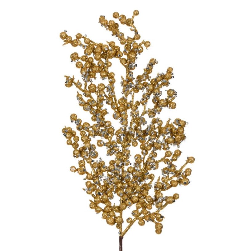 Crenguta decorativa, Zola®, pentru Craciun, cu fructe aurii, 47 cm