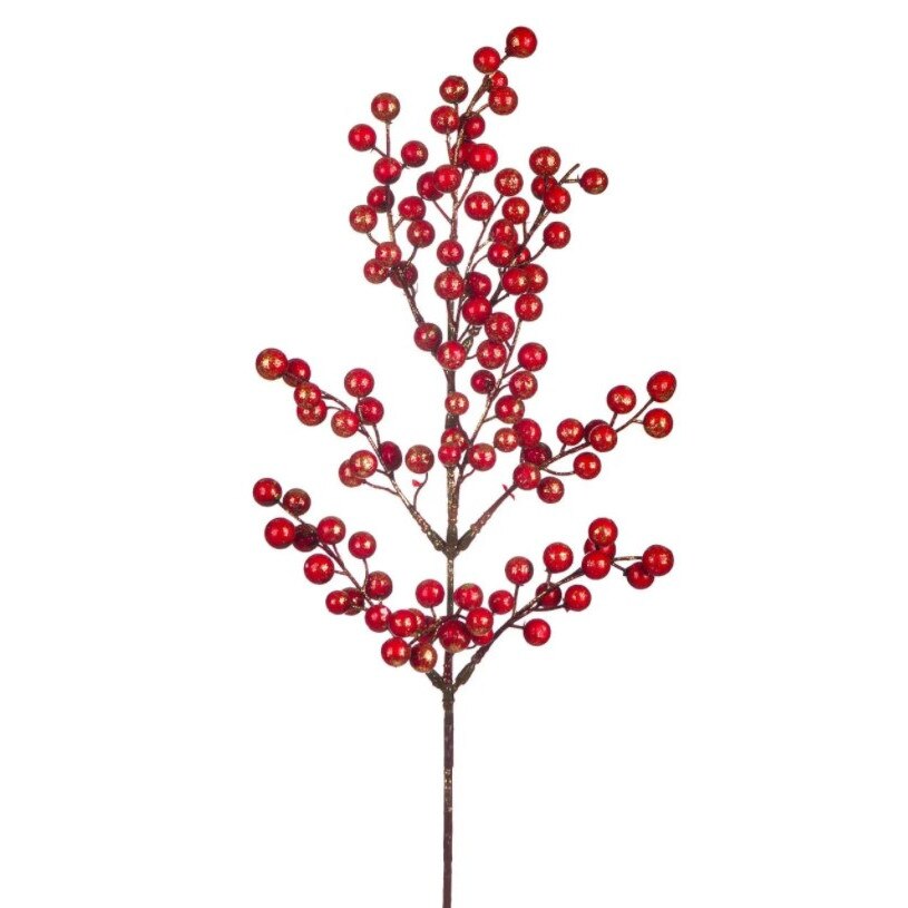 Crenguta decorativa, Zola®, pentru Craciun, cu fructe rosii, 50 cm