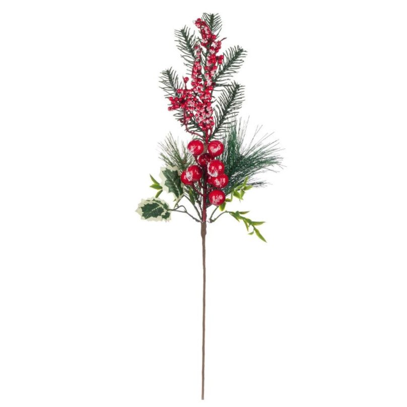 Crenguta decorativa, Zola®, pentru Craciun, cu brad si fructe, 63 cm