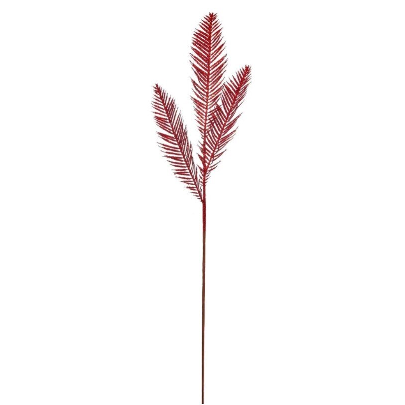 Crenguta decorativa, Zola®, pentru Craciun, model feriga rosi, 90 cm