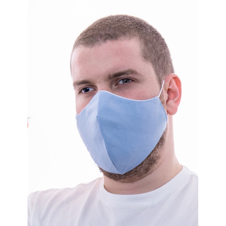 Предпазна маска за лице Platex, До 90% вирусна филтрация, За многократна употреба, Синьо райе