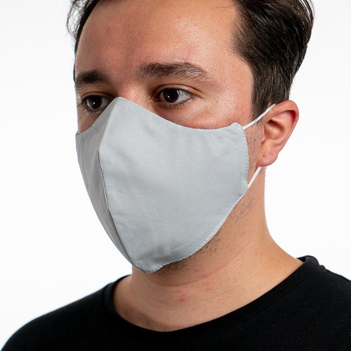 Предпазна маска за лице Platex, До 90% вирусна филтрация, За многократна употреба, Сиво