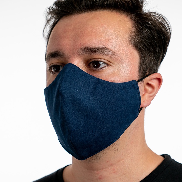 Предпазна маска за лице Platex, До 90% вирусна филтрация, За многократна употреба, Тъмно синьо
