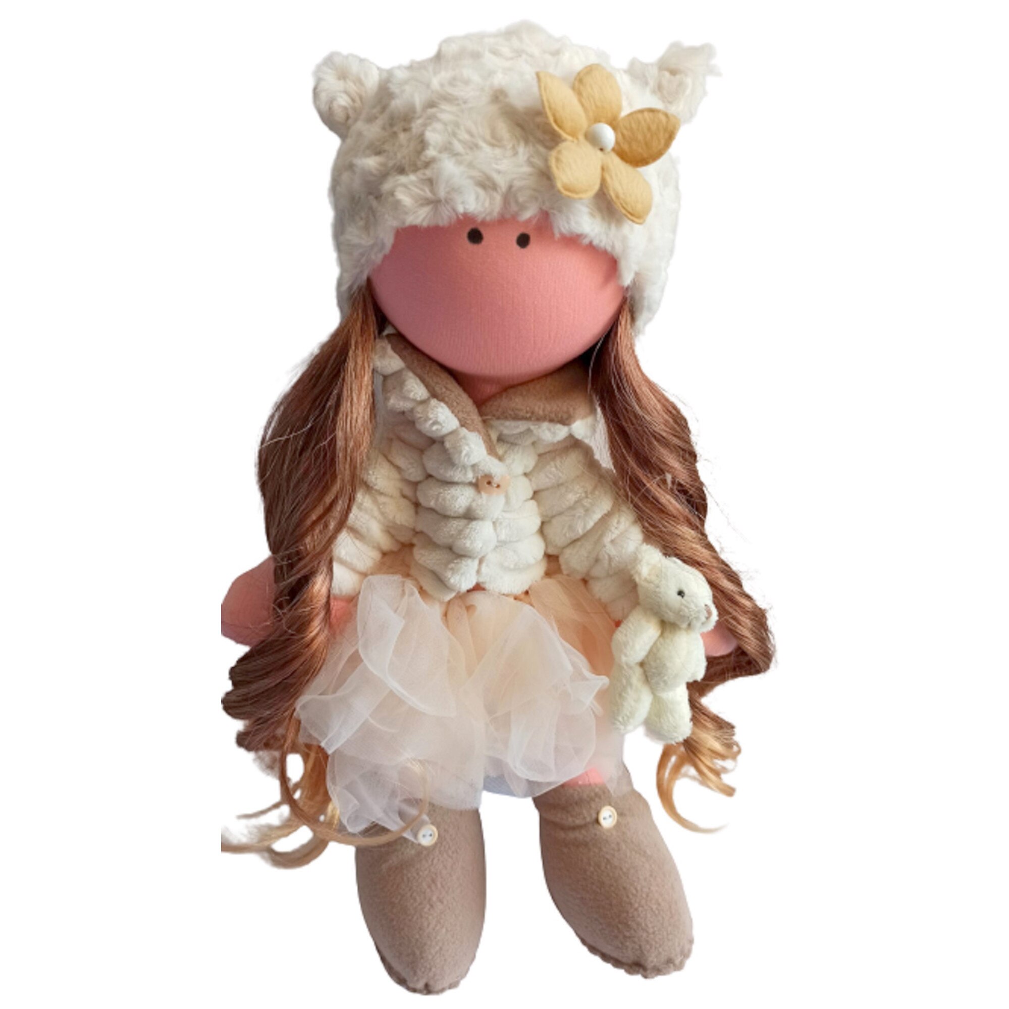 Papusa Biloo Doll YARA, Creatie handmade, dimensiune 43 cm