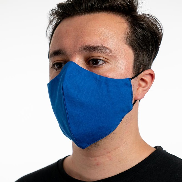 Предпазна маска за лице Platex, До 90% вирусна филтрация, За многократна употреба, Кралско синьо