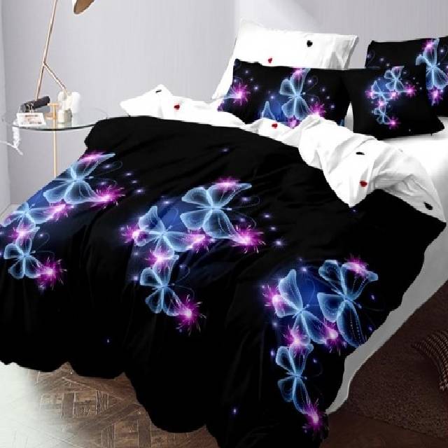 Lenjerie 6 piese din Bumbac Finet, model Blue Butterfly 2 235 x 240