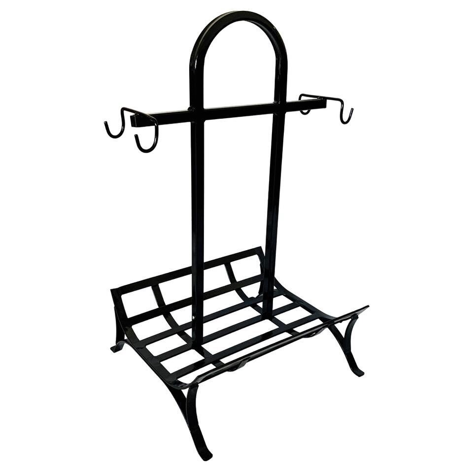 Suport pentru lemne cu agatatori pentru ustensile, Strend Pro Semirotund, dimensiune 40x62x80 cm