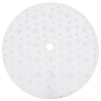 Covor fusta brad Craciun, alb, 90 cm, blana artificiala 330272 Covor fusta brad Craciun, alb, 90 cm, blana artificiala 330272