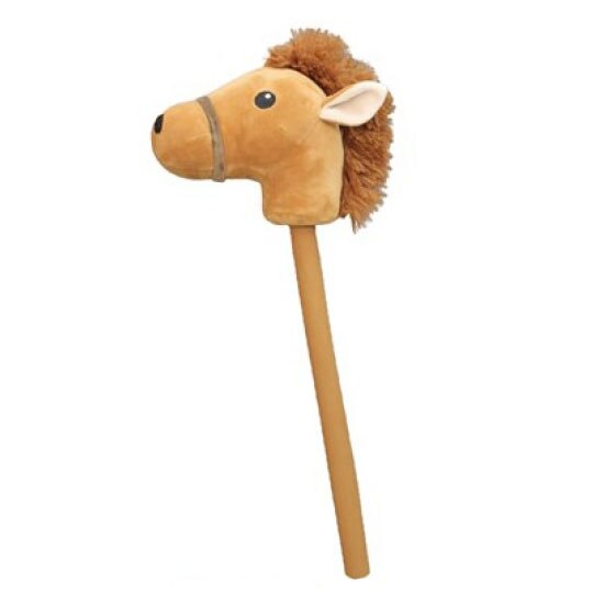Jucarie de plus - calut cu baston pentru calarit, Maro/Bej, 75 cm