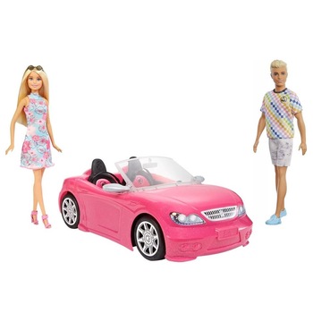 Set de joaca - Papusa Barbie, Ken cu masina decapotabila sport Set de joaca - Papusa Barbie, Ken cu masina decapotabila sport
