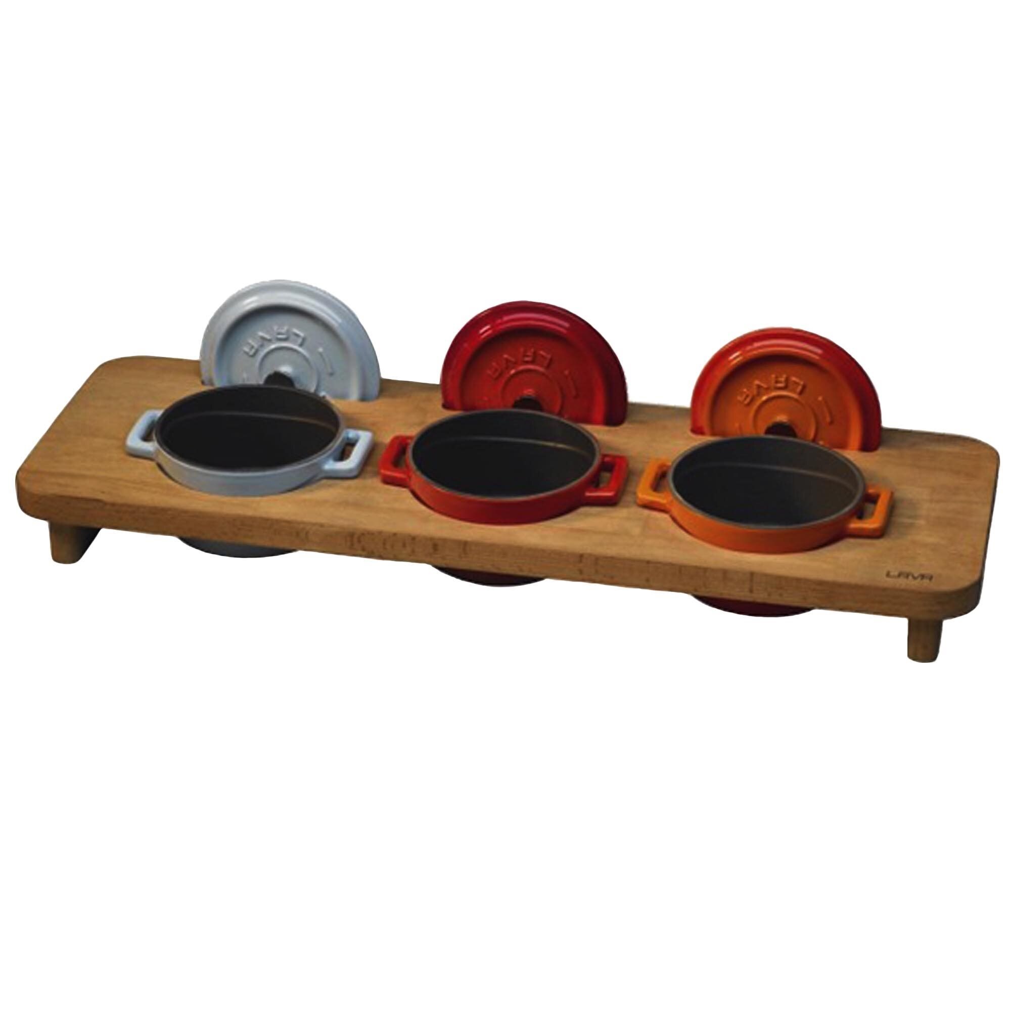 Suport din lemn pentru 3 mini cratite diametru 10 cm - Lava