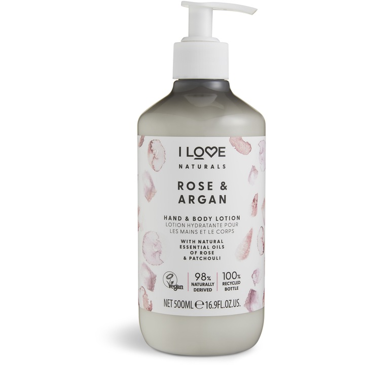 Lotiune de maini si corp I love Naturals Rose & Argan, 500 ml
