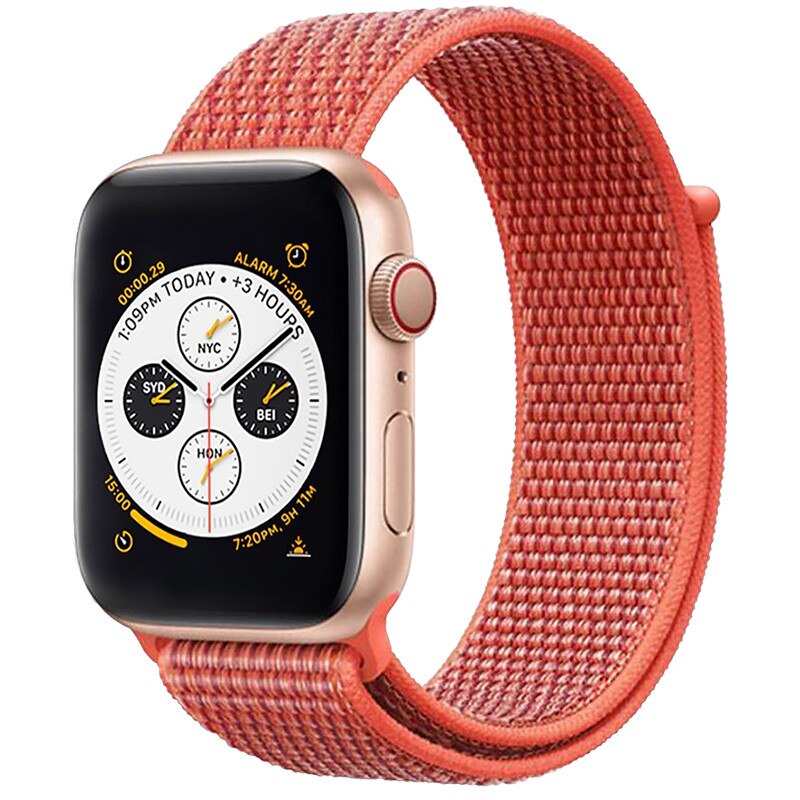Curea iUni compatibila cu Apple Watch 1/2/3/4/5/6, 42mm, Nylon Sport, Woven Strap, Orange