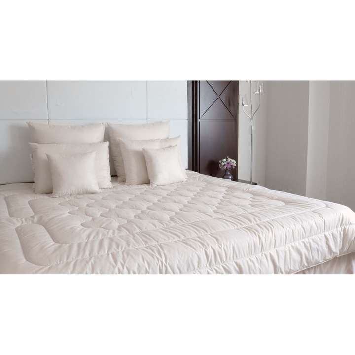 Merino Comfort Paplan, gyapjú bélés, pamut huzat, 160 x 220 cm, fehér