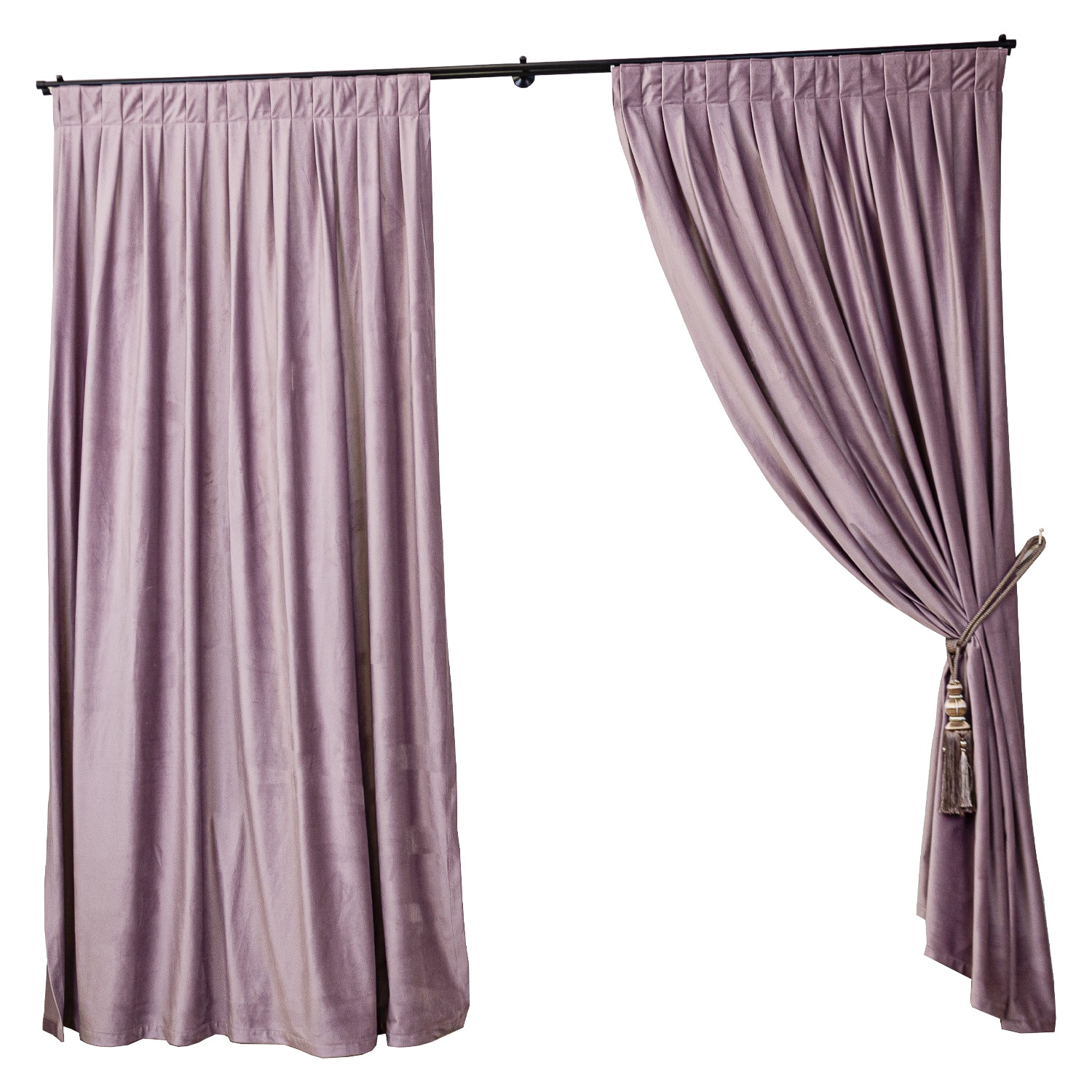 Set 2 draperii Hiko COMFY catifea roz pudra 2x140x245cm cu rejansa pliuri