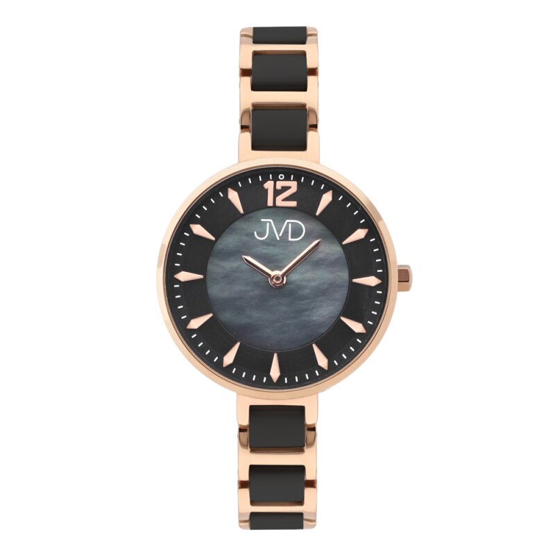 Ceas dama JVD, 3 ATM, Negru/Auriu