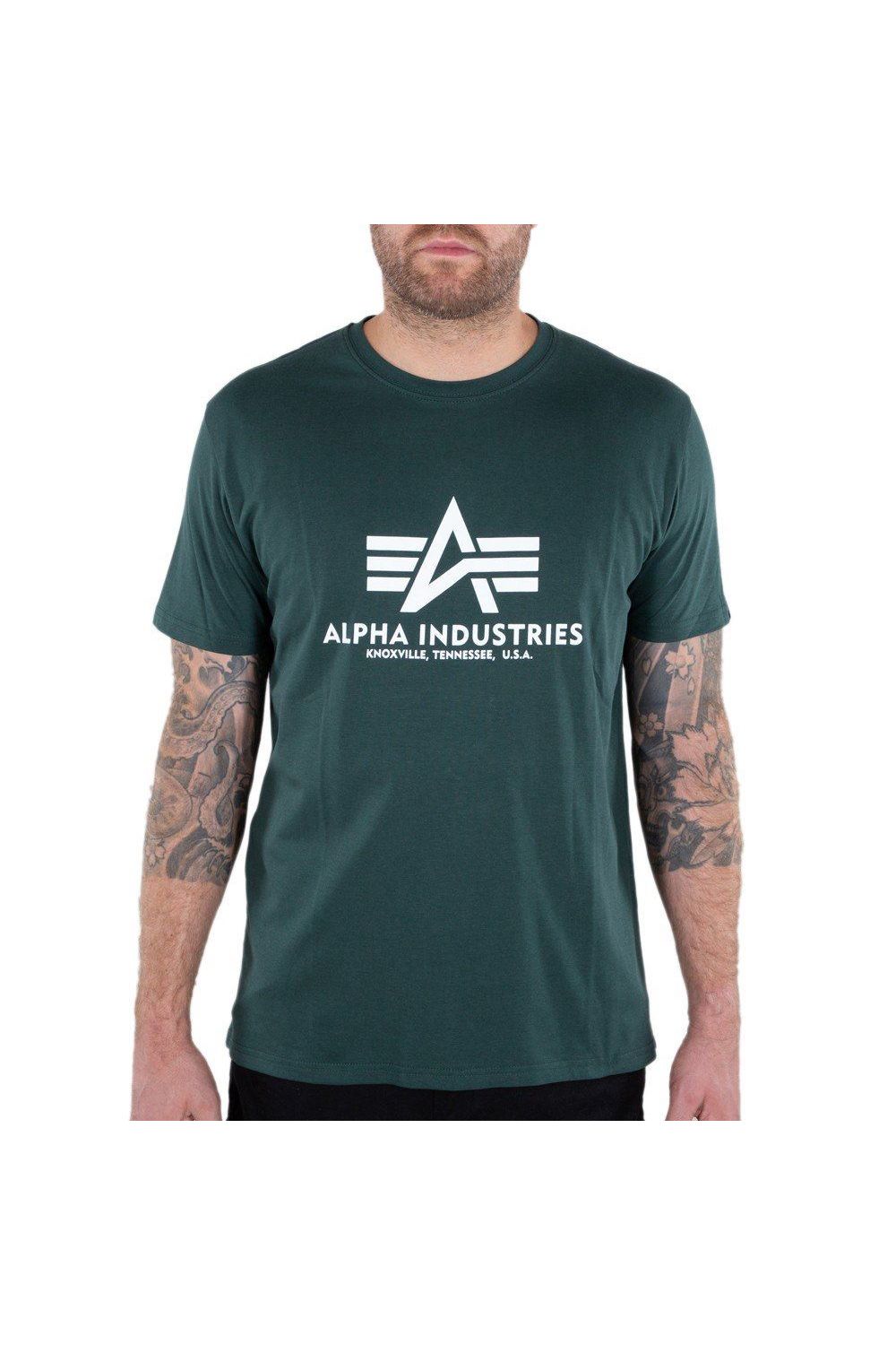 Tricou barbati, Alpha Industries Basic T-Shirt 100501-610, Bumbac, M, Verde inchis