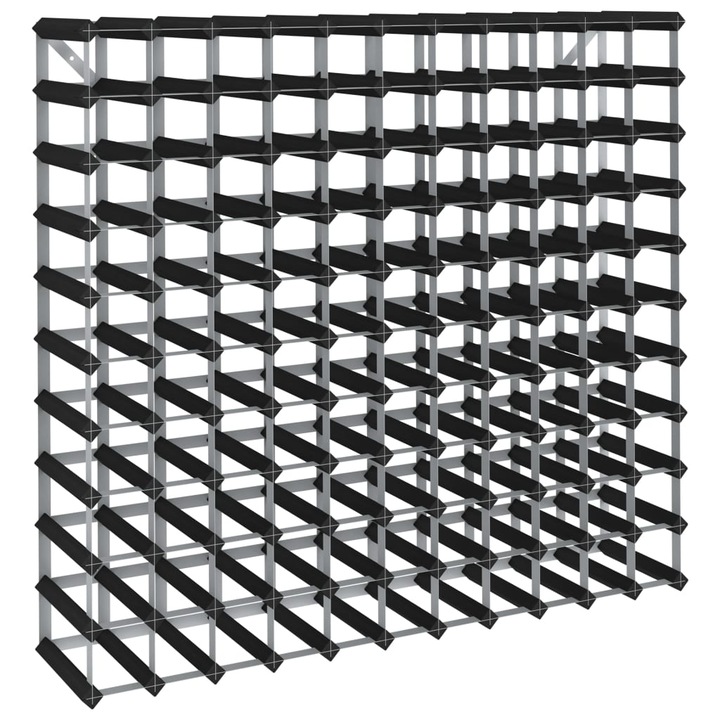 Поставка за напитки, Zakito Europe, Бор и стомана, Капацитет 120 бутилки, Черен, 110x22.5x100.5cm