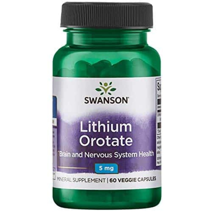 SWANSON Lithium Orotate (lítium-orotát - a neurológiai egészség támogatása) 60 vegetáriánus kapszula