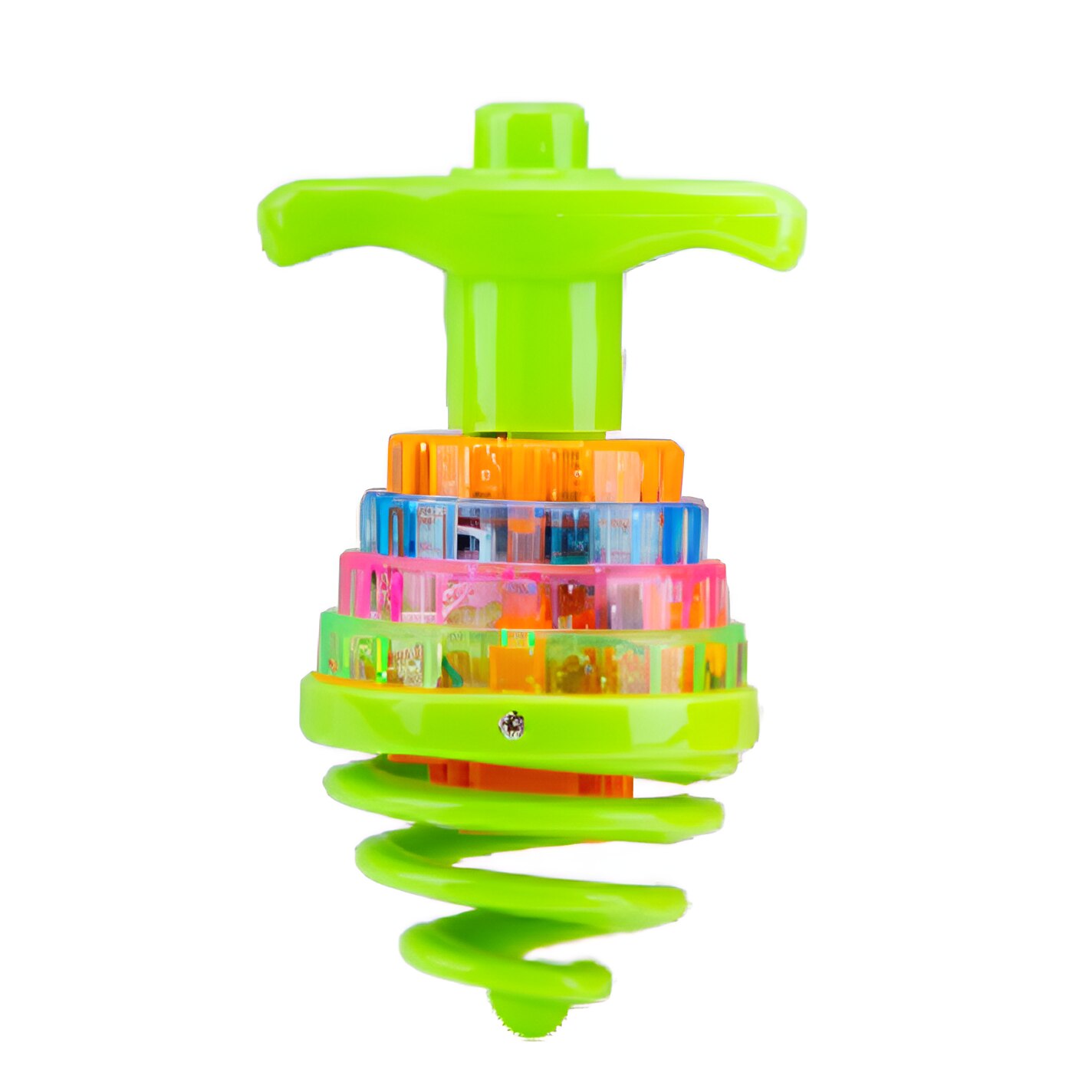 Set Titirez Tip Spirala cu Lumini Interactive si Sunete Plus Lansator, Verde