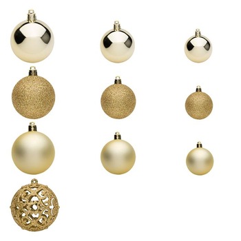 Set 50 de globulete, Zola®, aurii, modele si marimi diferite,cu sclipici, 3-4-6 cm Set 50 de globulete, Zola®, aurii, modele si marimi diferite,cu sclipici, 3-4-6 cm