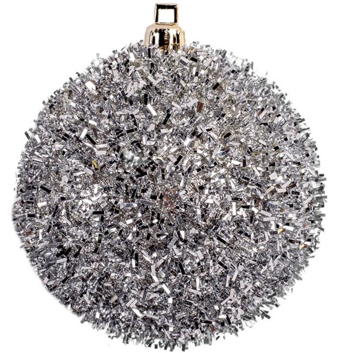 Set 6 globuri argintii, pentru decorarea bradului de Craciun, Tinsel, 8cm