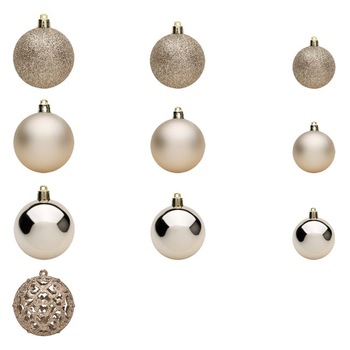 Set 50 de globulete, Zola®, gold, modele si marimi diferite,cu sclipici, 3-4-6 cm Set 50 de globulete, Zola®, gold, modele si marimi diferite,cu sclipici, 3-4-6 cm