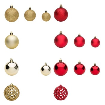 Set 50 de globulete, Zola®, rosii si aurii, modele si marimi diferite,cu sclipici, 3-4-6 cm Set 50 de globulete, Zola®, rosii si aurii, modele si marimi diferite,cu sclipici, 3-4-6 cm