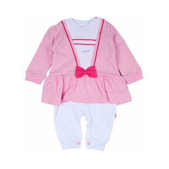 Salopeta rochita de bumbac, Be mine, varsta 9-12 luni, 80 cm, Alb/Roz Salopeta rochita de bumbac, Be mine, varsta 9-12 luni, 80 cm, Alb/Roz