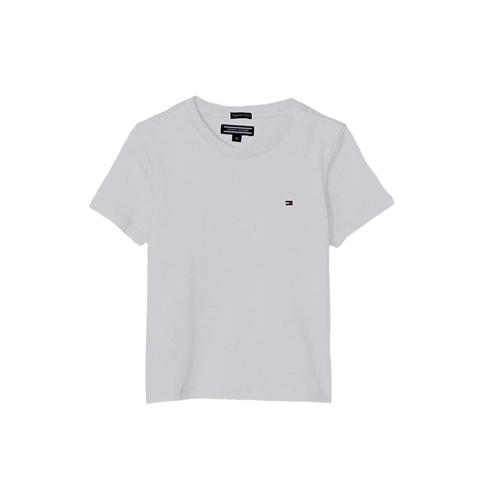 Tricou bumbac organic baieti Tommy Hilfiger, alb, 164 cm, 14 ani