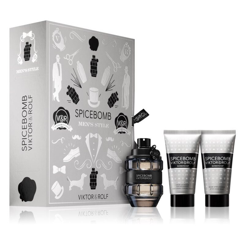 Set Viktor & Rolf Spicebomb Apa de Toaleta 50 ml, Aftershave Balsam 50 ml si Crema Ras 50 ml Barbati