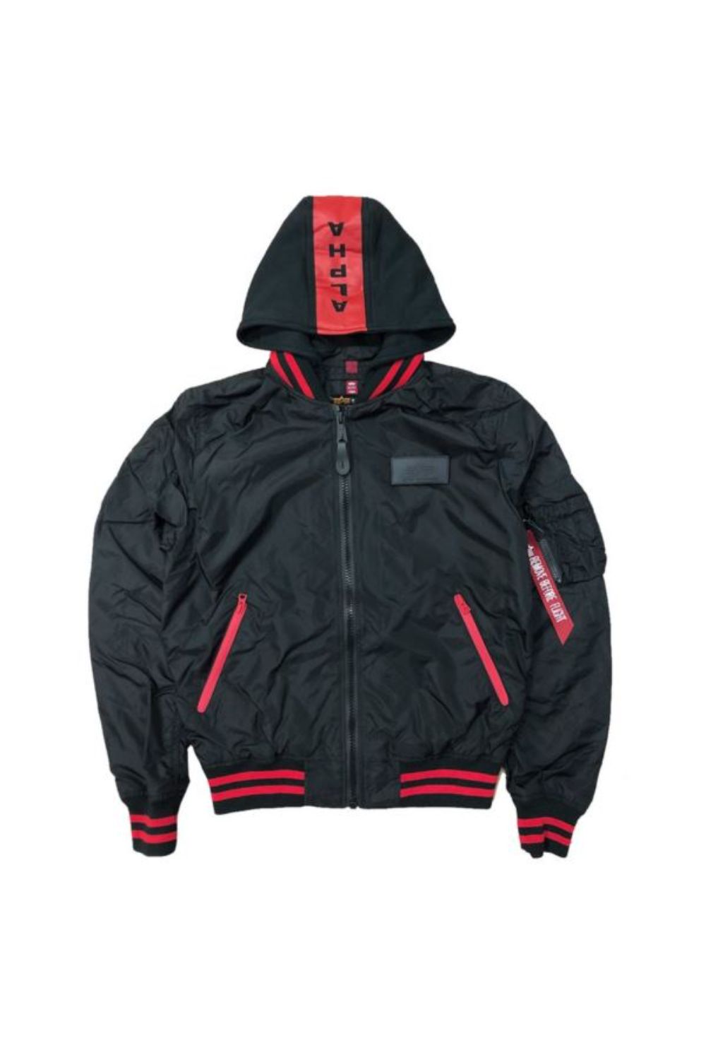 Jacheta Alpha Industries, MA-1 TT Hood Defense, Nylon, Negru/Rosu, XL