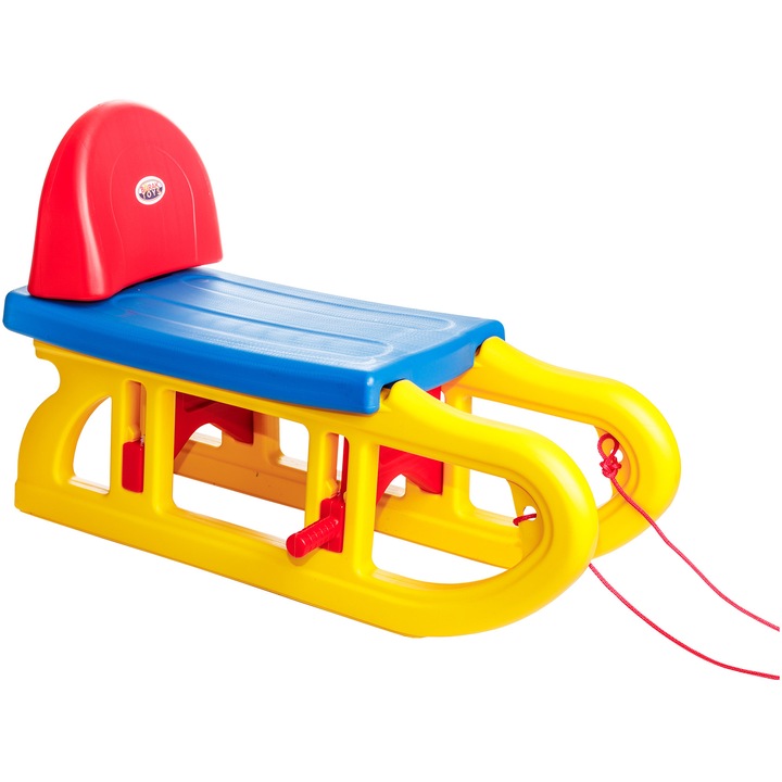 Sanie plastic cu spatar Burak Toys, 70x35x47cm, multicolor