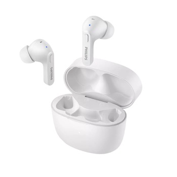 Casti audio true wireless Philips TAT2206WT/00, In-Ear, Bluetooth v5, IPX4, toc de incarcare, incarcare rapida, redare 6 ore Casti audio true wireless Philips TAT2206WT/00, In-Ear, Bluetooth v5, IPX4, toc de incarcare, incarcare rapida, redare 6 ore