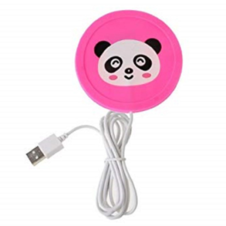 USB eszköz italok melegítéséhez, CRM, Panda, rózsaszín