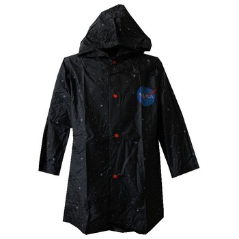 Pelerina de ploaie, PVC, cu imprimeu, Nasa, neagra 128 - 134 CM Pelerina de ploaie, PVC, cu imprimeu, Nasa, neagra 128 - 134 CM