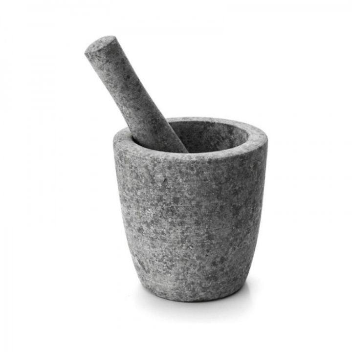 Mojar cu pistil din granit pentru ierburi si mirodenii, 365 ml